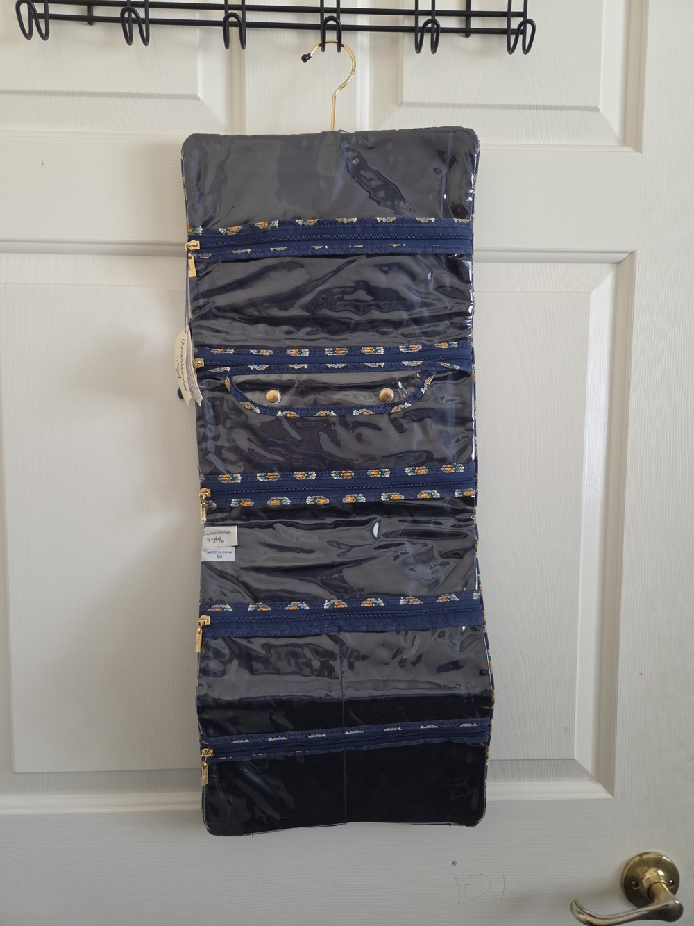 Americana By Sharif Navy Hanging Travel Jewelry Organizer